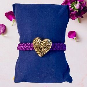 Valentine’s Bracelet; love, friendship, romance; adjustable; purple
